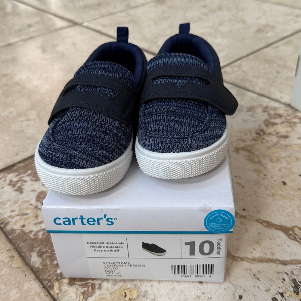 Carter's Navy and Black Toddler Boat Shoes